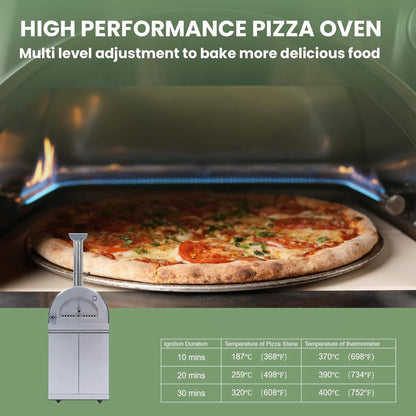 112-Inch 4-Burner 108K BTU Outdoor Kitchen Island With Pizza Oven, Rotisserie & Refrigerator (SAK94565)