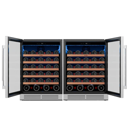 52 bottles wine cooler 5.12 Cu.ft compressor air cooling single temperature zone wine mini fridge With blue light ＆ door lock ＆ automatic defrosting