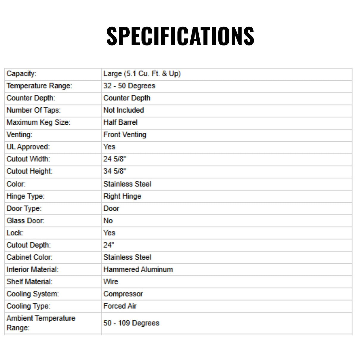 Summerset 6.6C Deluxe Outdoor Rated Kegerator With No Tap [RFR-24DK] (SAK84722)